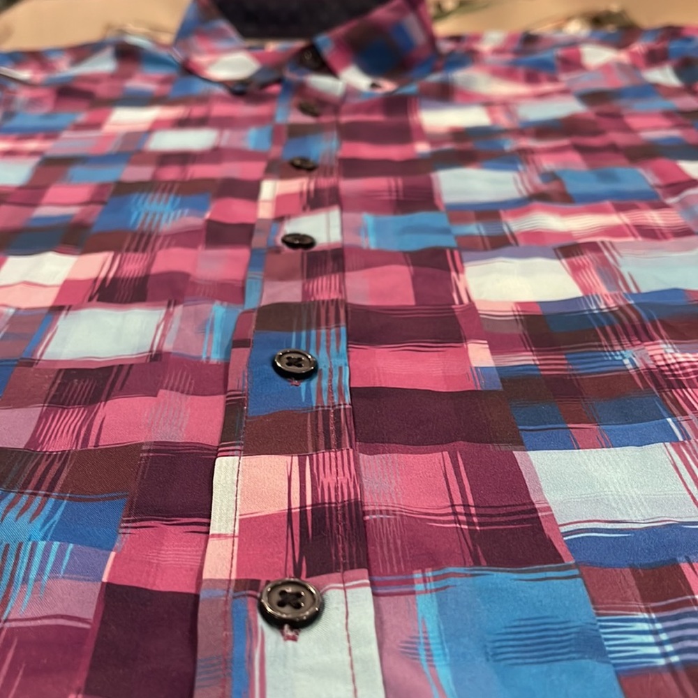 Construct Checkered, Short Sleeve Button Down Shi… - image 5